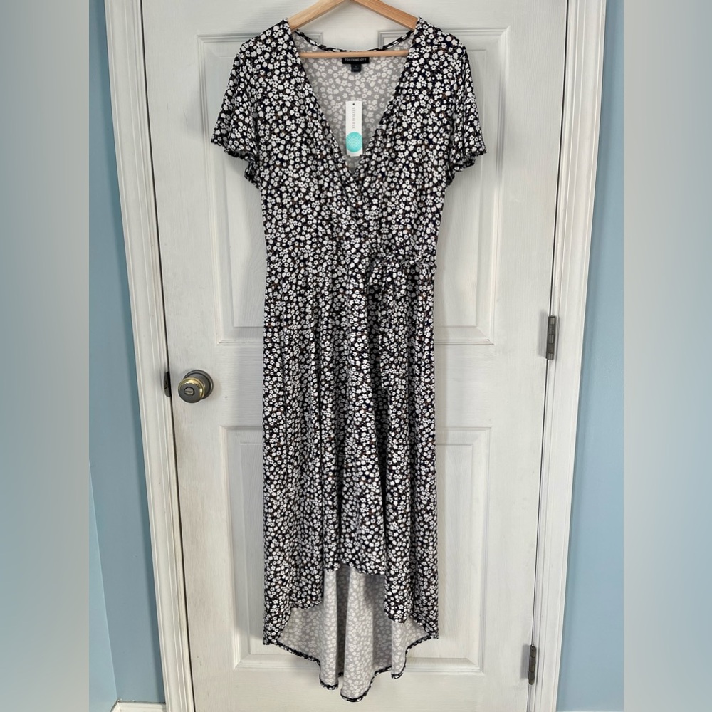 Fortune + Ivy Irene Faux Wrap Maxi Dress XL Navy Brushed Knit NWT Stitch Fix